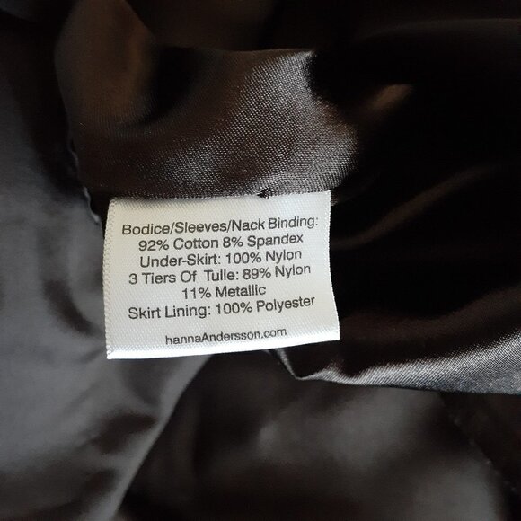 Hanna Andersson Girls Size 130 (7-8) Cream, Black Shimmer Tulle Holiday Dress - Picture 5 of 6